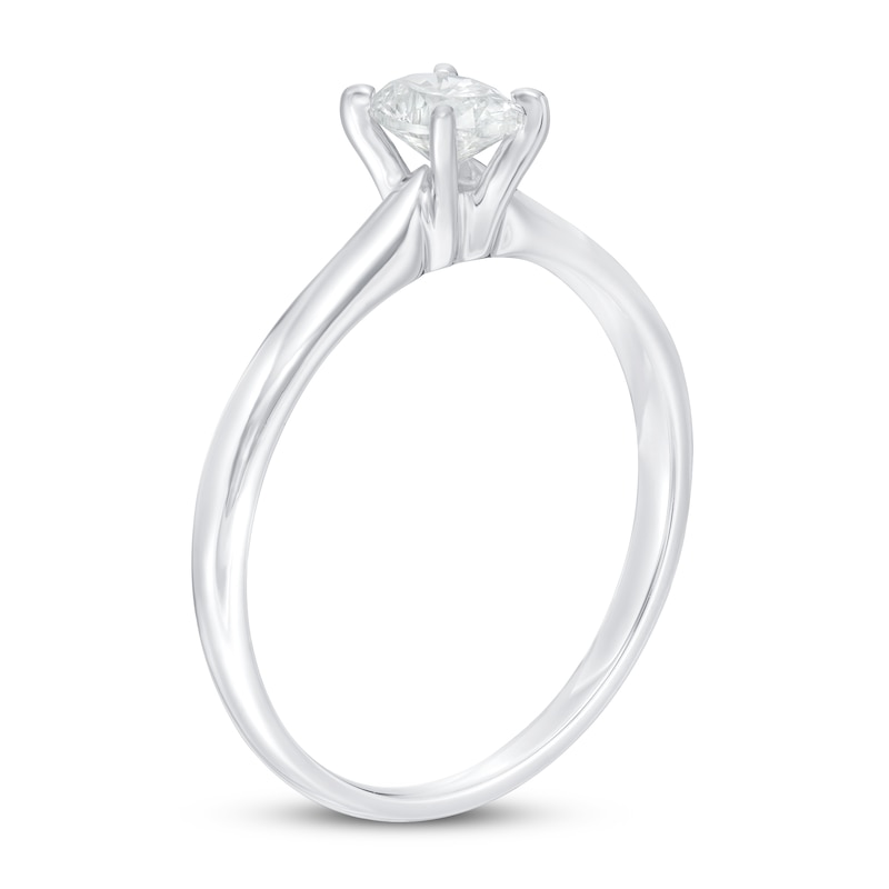 Certified Diamond Solitaire 1/2 ct Oval 14K White Gold (I/I1)