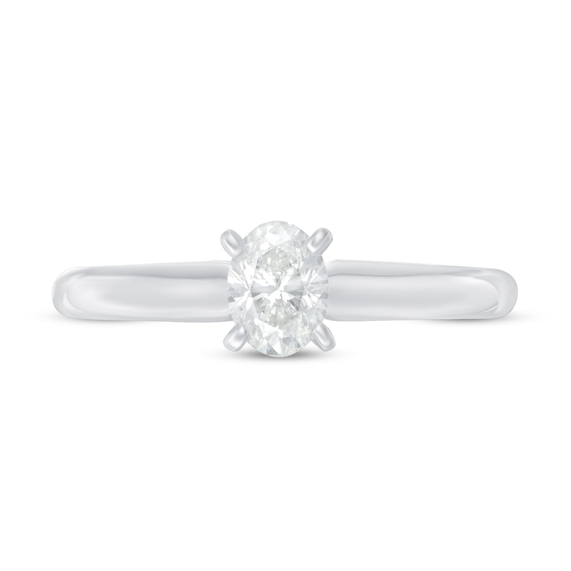 Certified Diamond Solitaire 1/2 ct Oval 14K White Gold (I/I1)