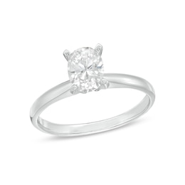 Certified Diamond Solitaire Ring 1 ct Oval 14K White Gold (I/I1)