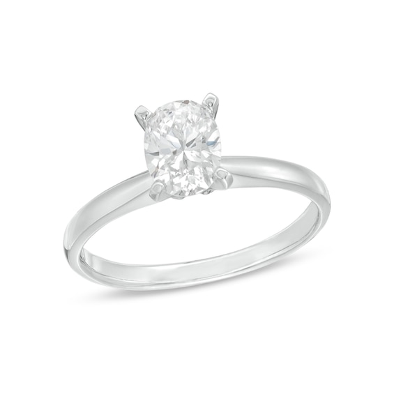 Kay Certified Diamond Solitaire Ring 1 ct Oval 14K White Gold