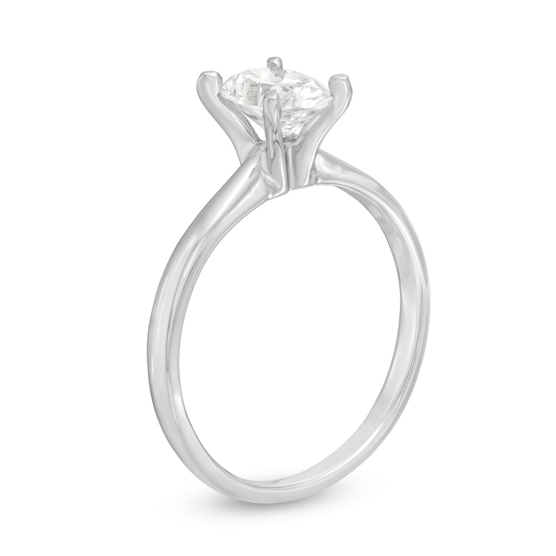 Certified Diamond Solitaire Ring 1 ct Oval 14K White Gold (I/I1)