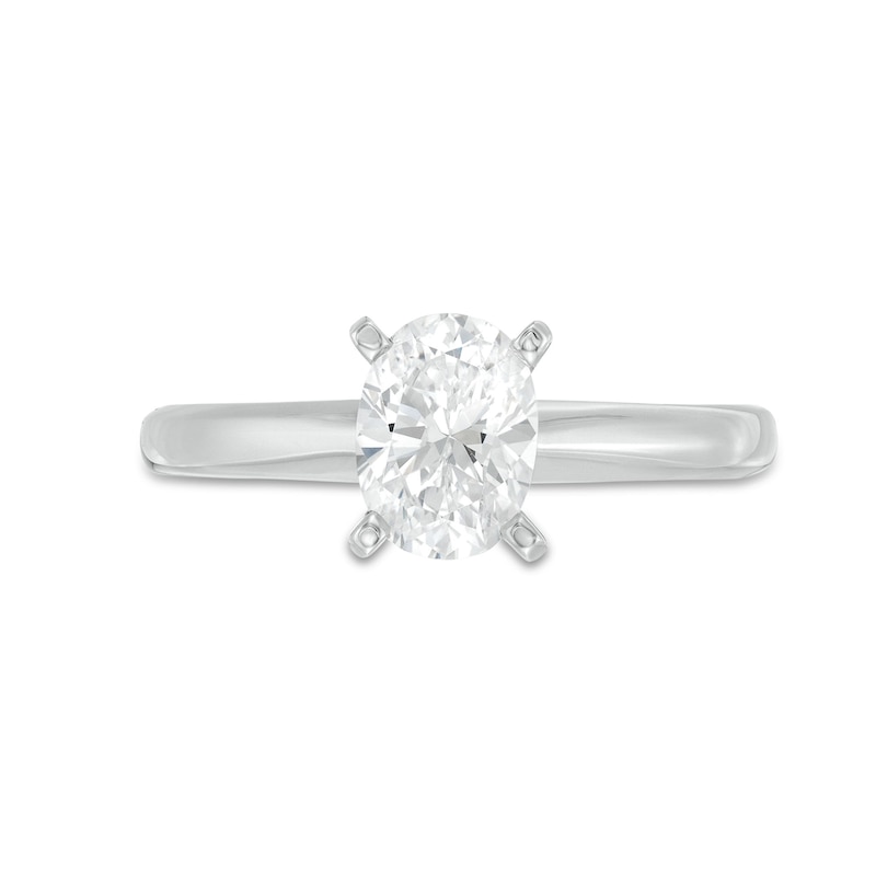 Certified Diamond Solitaire Ring 1 ct Oval 14K White Gold (I/I1)