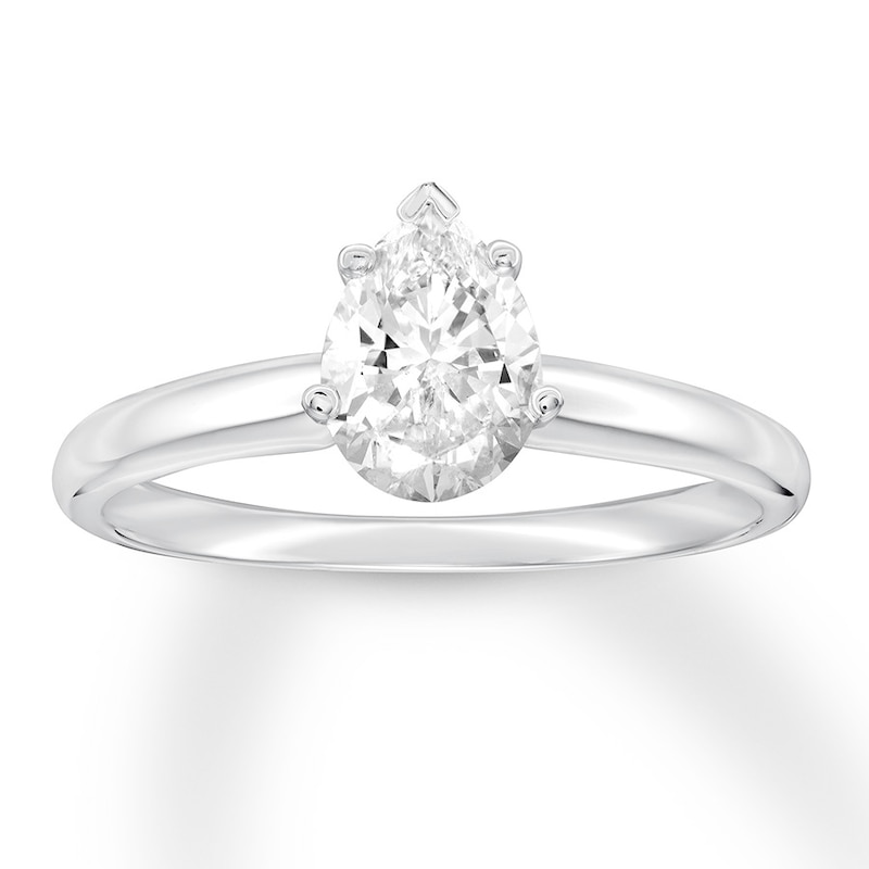 Certified Diamond Solitaire 1 ct Pear-shaped 14K White Gold