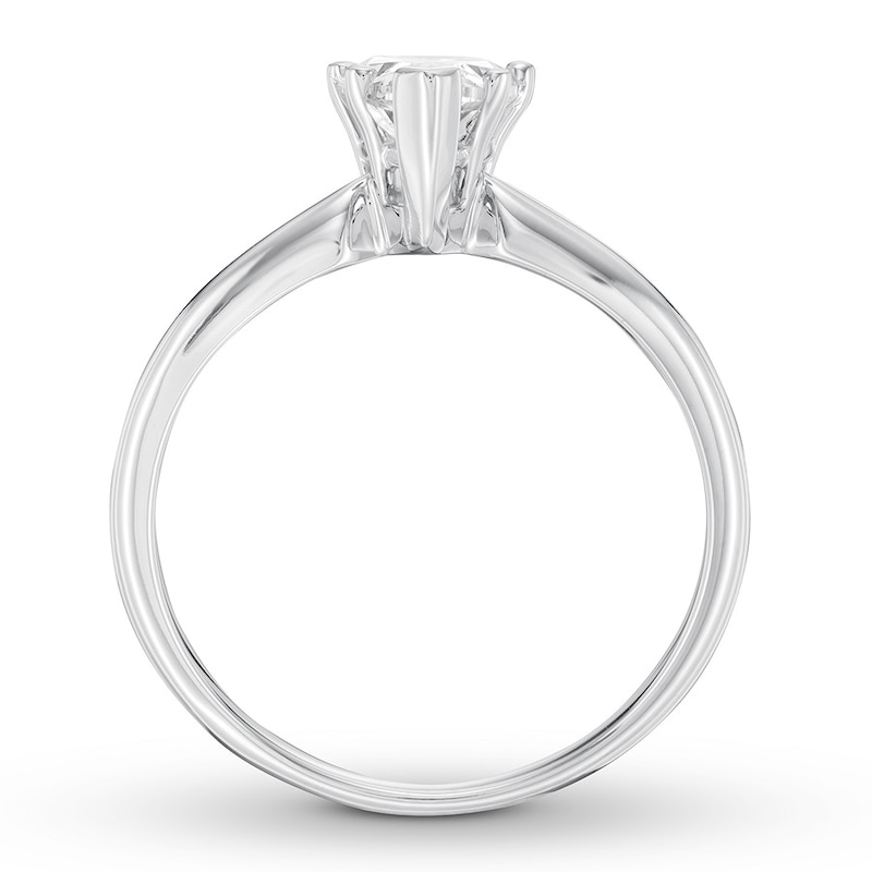 Certified Diamond Solitaire 1 ct Pear-shaped 14K White Gold (I/I1)