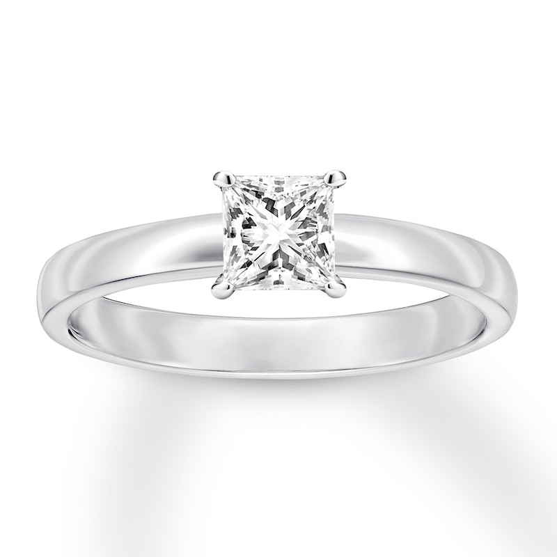 Certified Diamond Solitaire 1/2 ct Princess-cut 14K White Gold (I/SI2) with 360