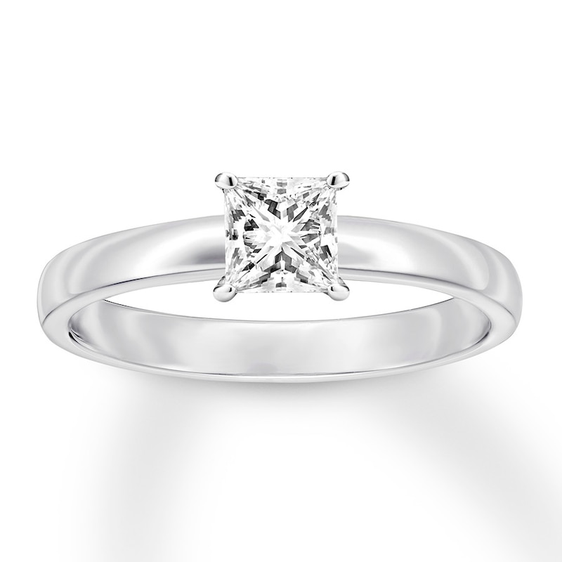 Certified Diamond Solitaire 1/2 ct Princess-cut 14K White Gold (I/SI2)