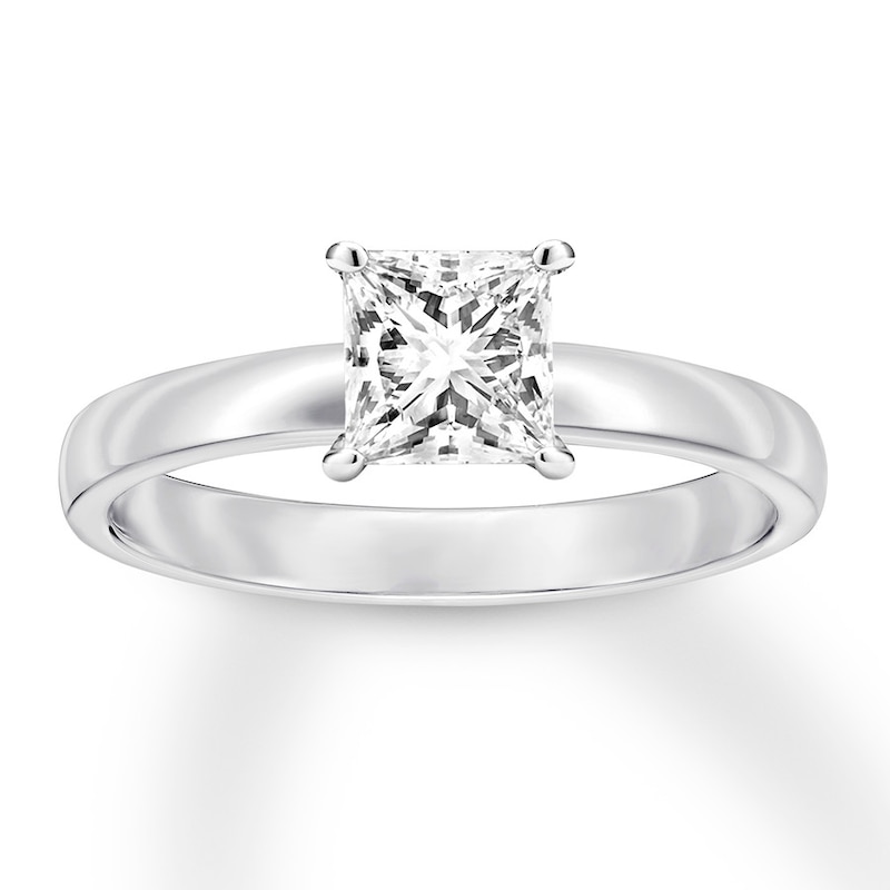 Certified Diamond Solitaire 3/4 ct Princess-cut 14K White Gold (I/SI2) with 360