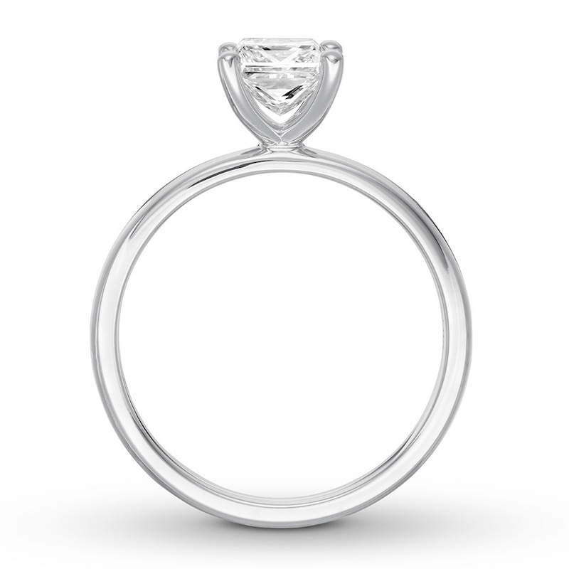 Certified Diamond Solitaire 1 ct Princess-cut 14K White Gold (I/SI2)