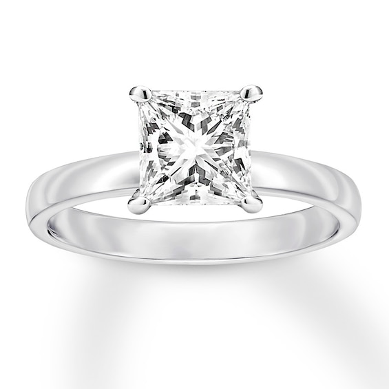 Certified Diamond Solitaire 1-1/2 ct Princess 14K White Gold (I/SI2