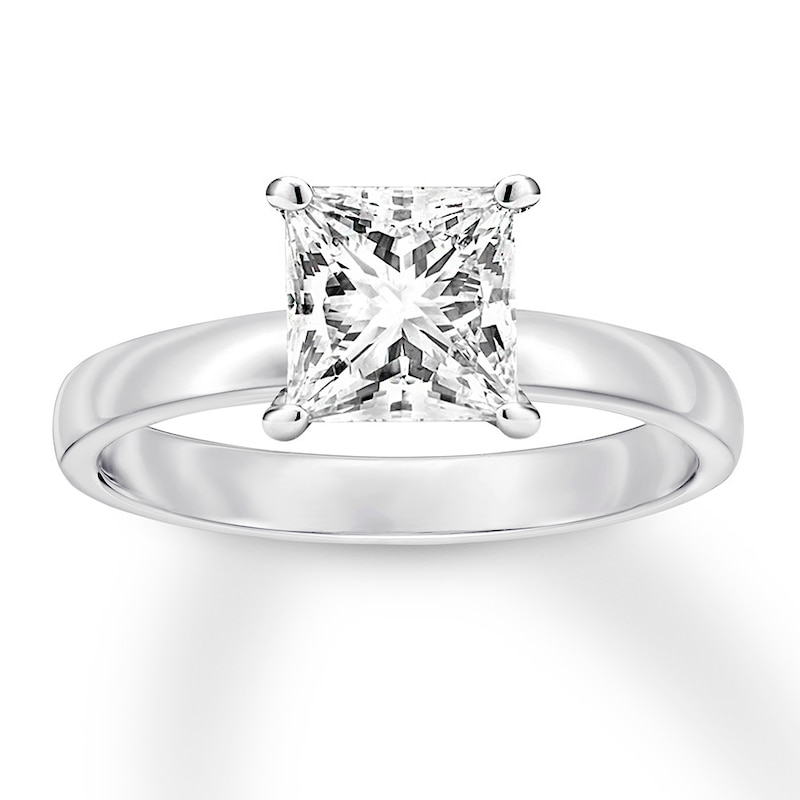 Certified Diamond Solitaire 1-1/2 ct Princess 14K White Gold