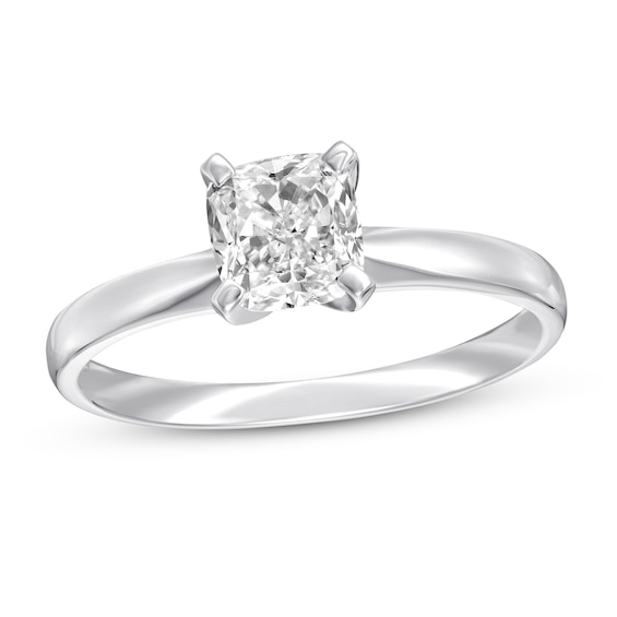 Certified Diamond Solitaire 1 Carat Cushion-cut 14K White Gold | Kay