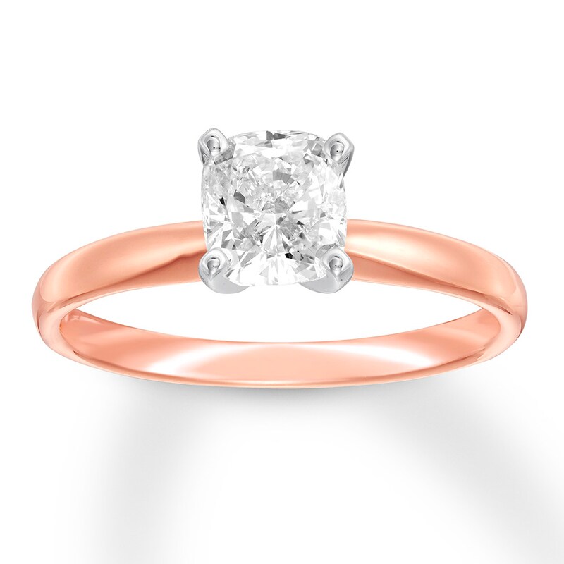 Certified Diamond Solitaire 1 Carat Cushion Cut 14k Rose Gold