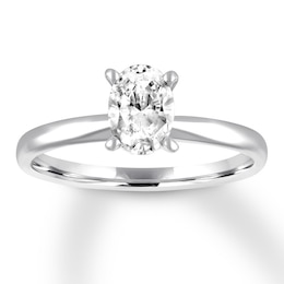 Certified Diamond Solitaire 3/4 Carat Oval 14K White Gold (I/I1)