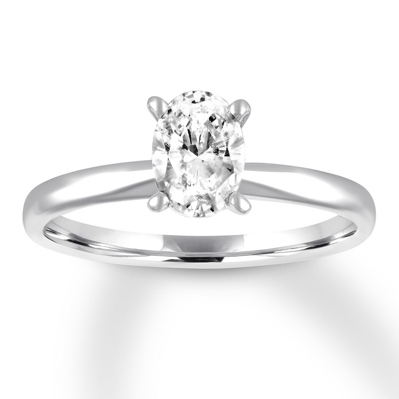 14K Gold Oval Shaped Solitaire Diamond Ring