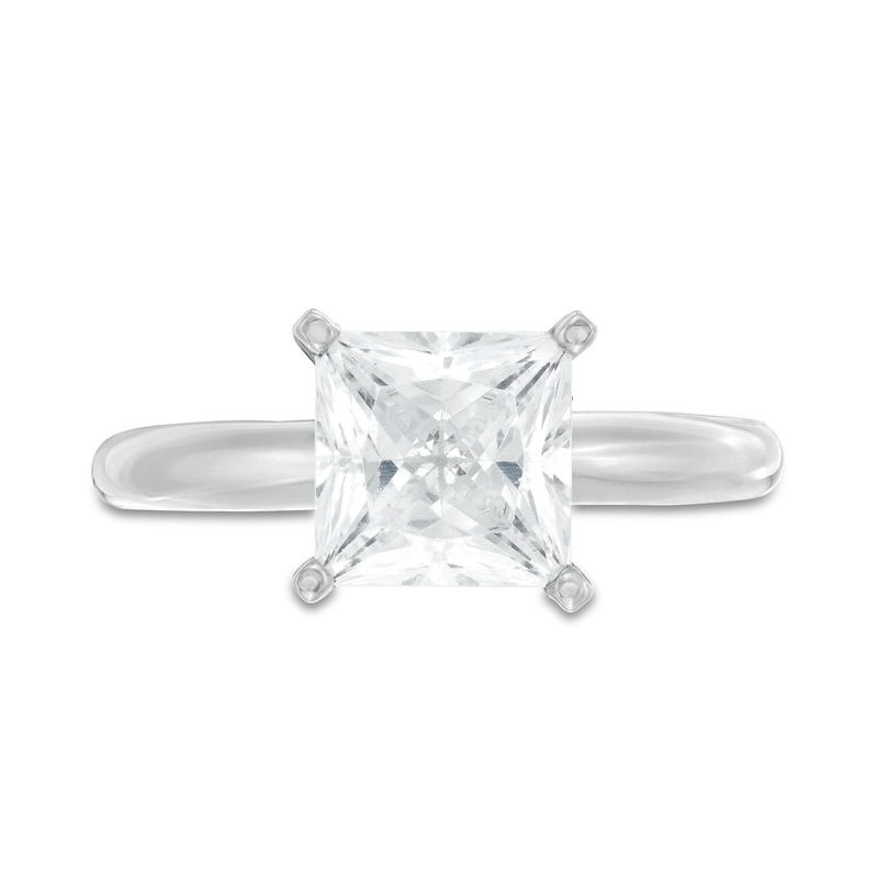 Certified Diamond Solitaire 2 ct Princess-cut 14K White Gold (I/I2)