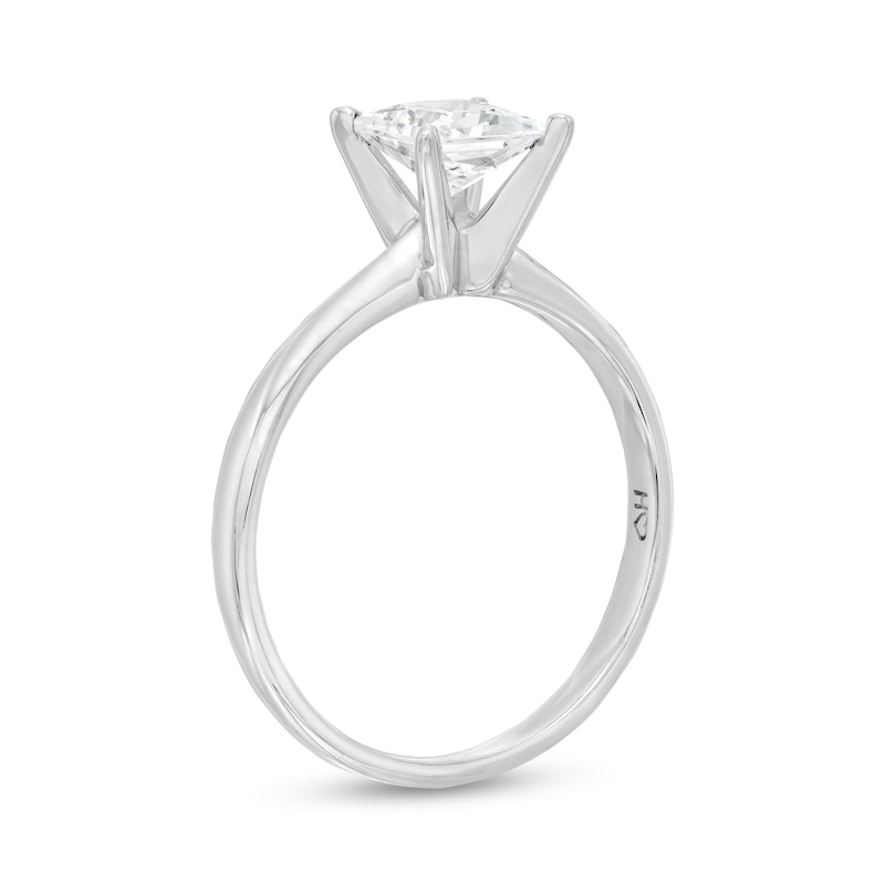 Certified Diamond Solitaire 1 ct Princess-cut 14K White Gold (I/I1)