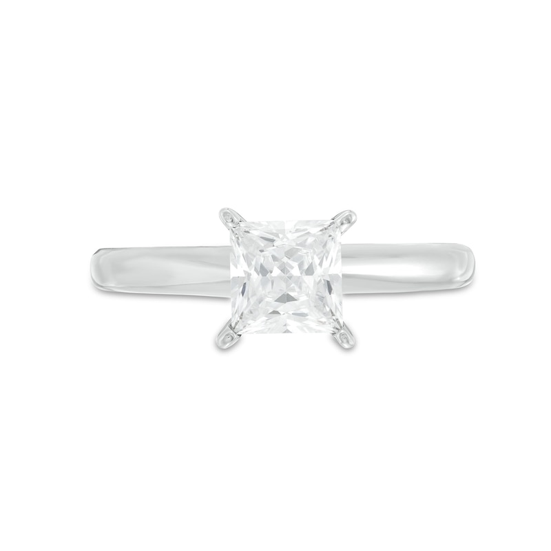 Certified Diamond Solitaire 1 ct Princess-cut 14K White Gold (I/I1)