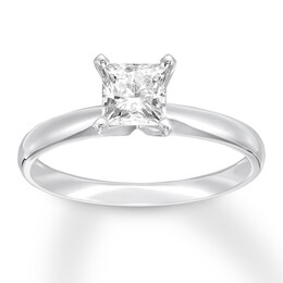 Certified Diamond Solitaire 3/4 ct Princess-cut 14K White Gold (I/I1)