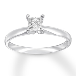 Certified Diamond Solitaire 1/2 ct Princess-cut 14K White Gold (I/I1)