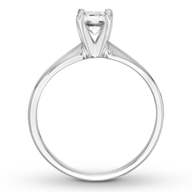 Certified Diamond Solitaire 1/2 ct Princess-cut 14K White Gold (I/I1)