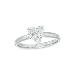 Diamond Solitaire Ring 1 carat Heart-shaped 14K White Gold