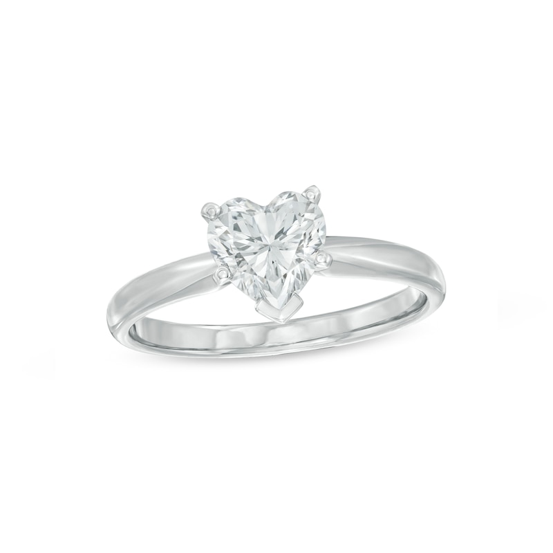 Diamond Solitaire Ring 1 carat Heart-shaped 14K White Gold (I/I2)