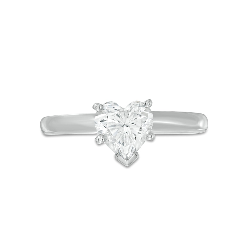 Diamond Solitaire Ring 1 carat Heart-shaped 14K White Gold (I/I2)