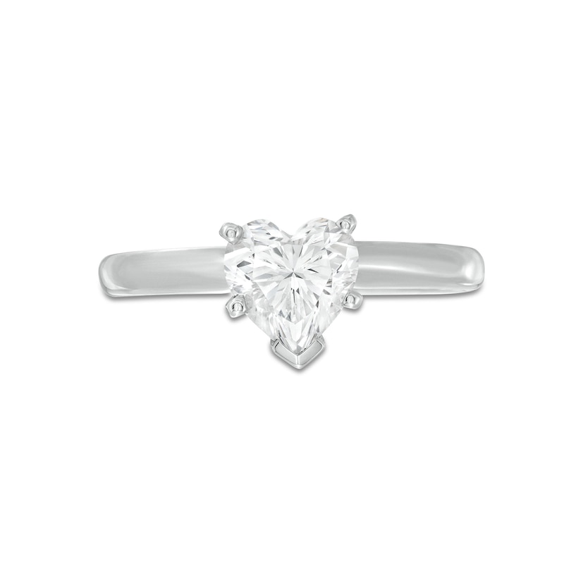 Diamond Solitaire Ring 1 carat Heart-shaped 14K White Gold (I/I2)