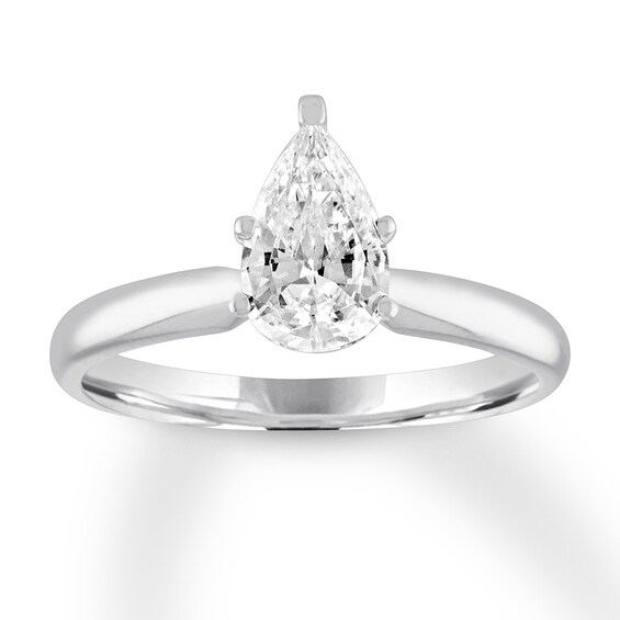 Now + Forever Diamond Solitaire Engagement Ring 1 Carat Pear 14K White Gold (I/I2)