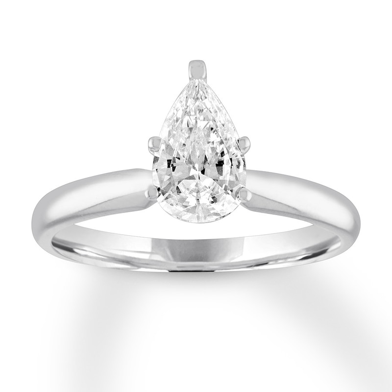 Diamond Solitaire Engagement Ring 1 Carat Pear 14K White Gold (I/I2)