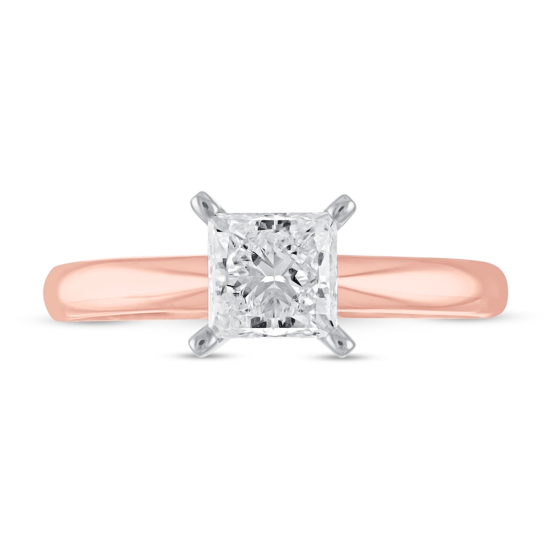 Diamond Solitaire Engagement Ring 1 ct tw Princess-cut 14K Rose Gold (I/I2)