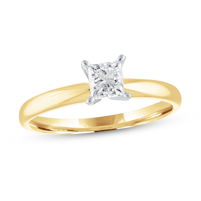 Diamond Solitaire Engagement Ring 1/2 ct tw Princess-cut 14K Yellow ...