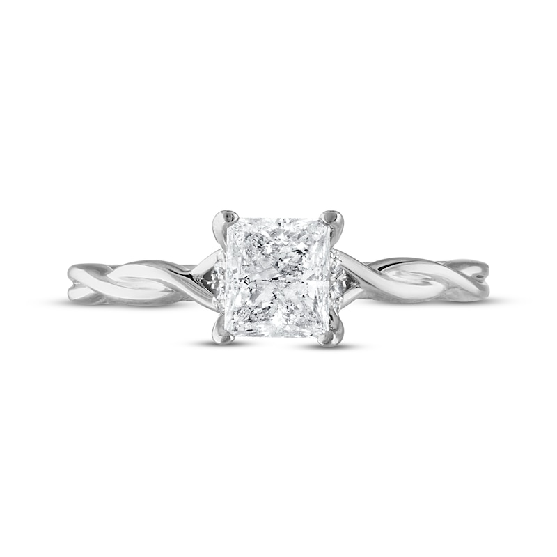 Diamond Solitaire Engagement Ring 3/4 ct tw Princess/Round 14K White Gold (I/I2)