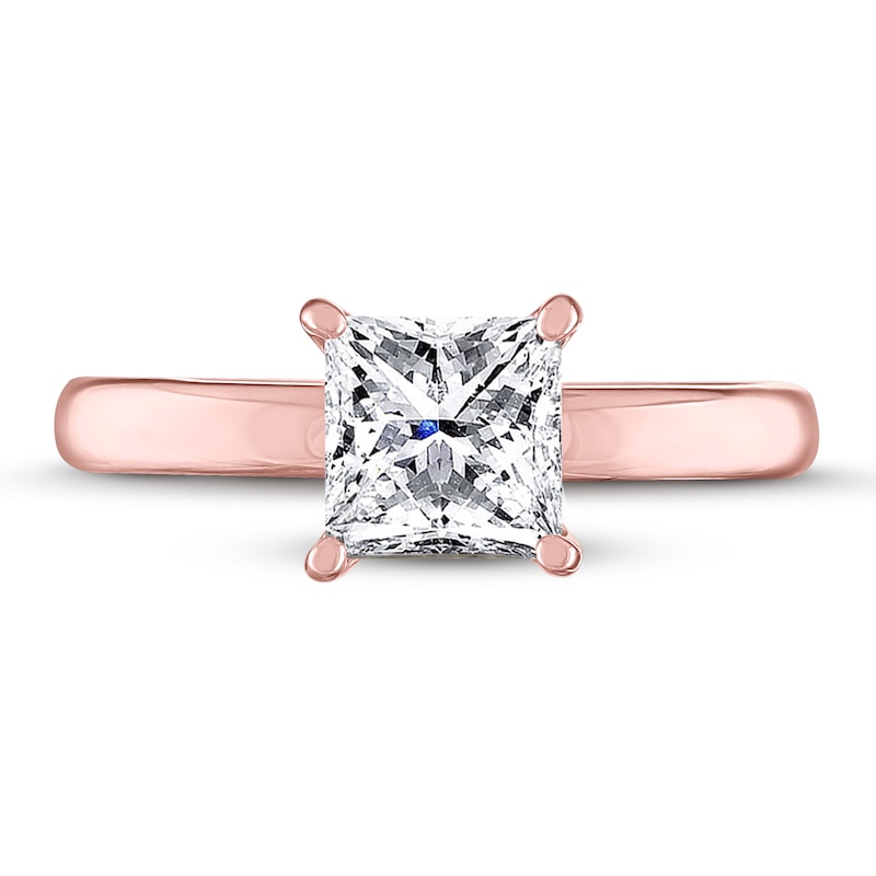 Main Image 3 of THE LEO Artisan Diamond Solitaire Engagement Ring 1-1/2 ct tw Princess-cut 14K Rose Gold