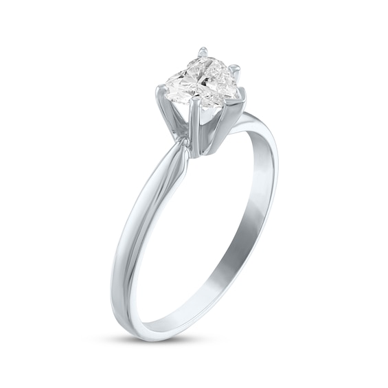 Thumbnail Image 2 of Diamond Solitaire Ring 1/2 carat Heart-shaped 14K White Gold (I/I2)
