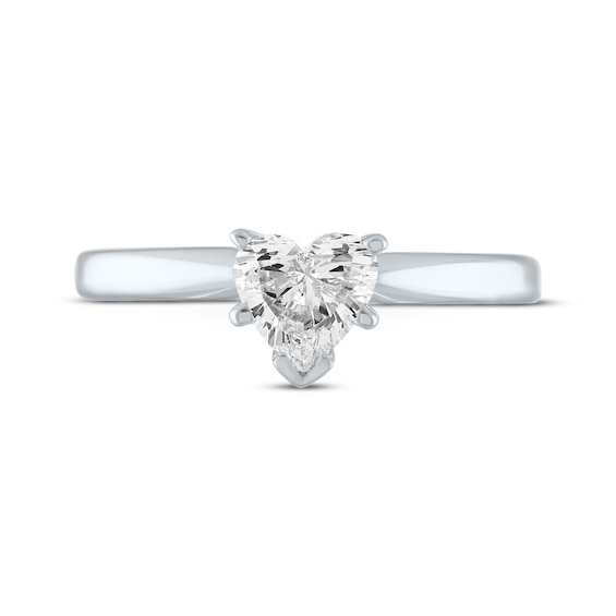 Thumbnail Image 4 of Diamond Solitaire Ring 1/2 carat Heart-shaped 14K White Gold (I/I2)