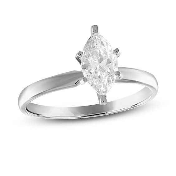 GSI Diamond Solitaire Engagement Ring 1 ct tw Marquise-cut 14K White Gold (I/I1)