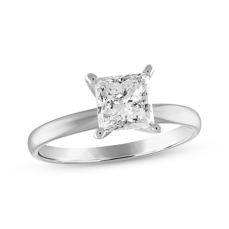 Diamond Solitaire Engagement Ring 2 ct tw Princess-cut 10K White Gold ...