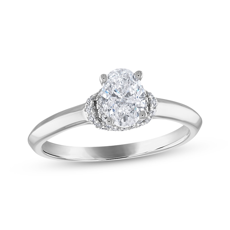 Main Image 1 of Diamond Engagement Ring 5/8 ct tw Oval & Round-cut 14K White Gold (I/I2)