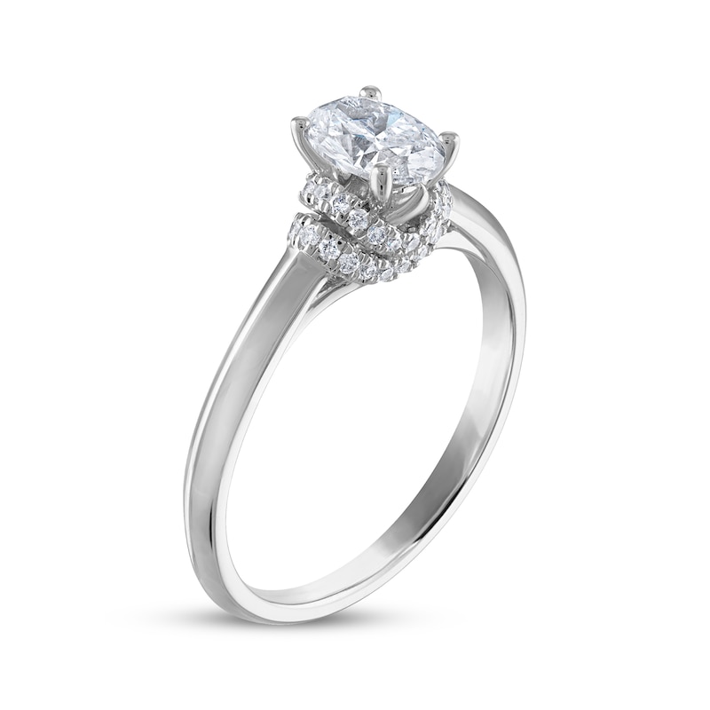 Main Image 2 of Diamond Engagement Ring 5/8 ct tw Oval & Round-cut 14K White Gold (I/I2)