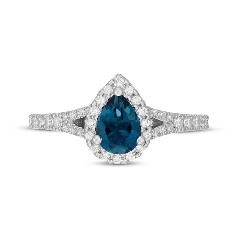 Neil Lane Pear-Shaped London Blue Topaz & Diamond Engagement Ring 1/2 ct tw 14K White Gold