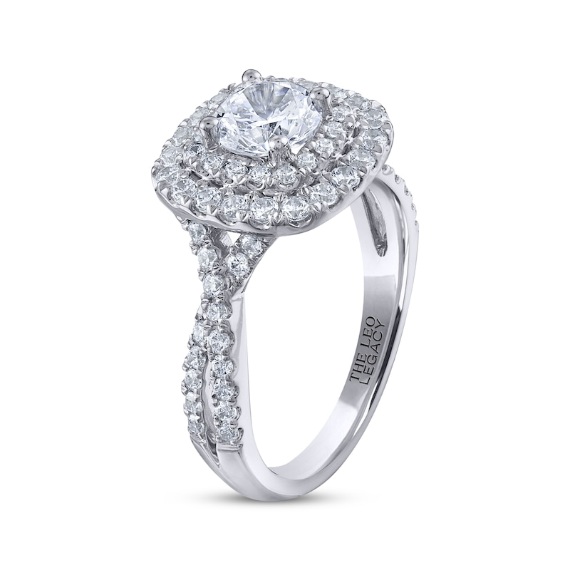 THE LEO Legacy Lab-Created Diamond Round-Cut Double Frame Engagement Ring 1-5/8 ct tw 14K White Gold