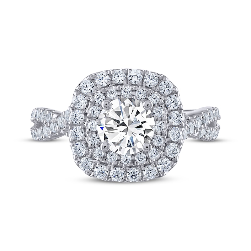 THE LEO Legacy Lab-Created Diamond Round-Cut Double Frame Engagement Ring 1-5/8 ct tw 14K White Gold