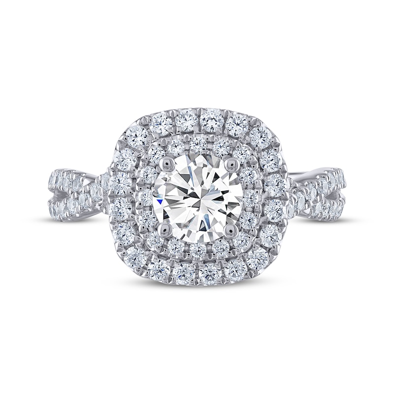 Main Image 3 of THE LEO Legacy Lab-Grown Diamond Round-Cut Double Frame Engagement Ring 1-5/8 ct tw 14K White Gold