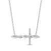 Hallmark Diamonds Sideways Cross Necklace 1/6 ct tw Sterling Silver 18”