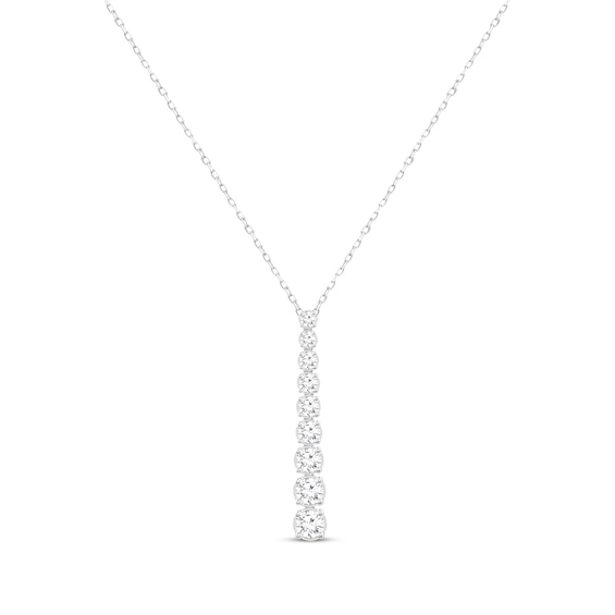 KAY Lab-Grown Diamonds Graduated Linear Drop Necklace 1 ct tw 14K White Gold 18”