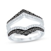 Black & White Round-Cut Diamond Chevron Enhancer Ring 1 ct tw 14K White Gold
