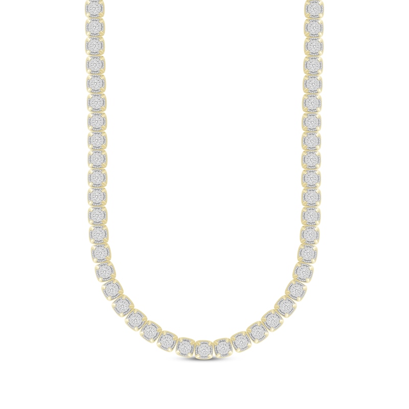 Main Image 1 of Men's Multi-Diamond Cupped Link Necklace 3-1/2 ct tw 10K Yellow Gold 20&quot;