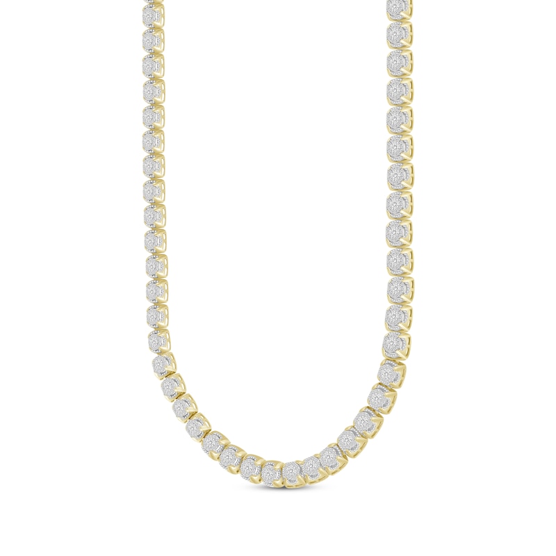 Men's Multi-Diamond Cupped Link Necklace 3-1/2 ct tw 10K Yellow Gold 20"