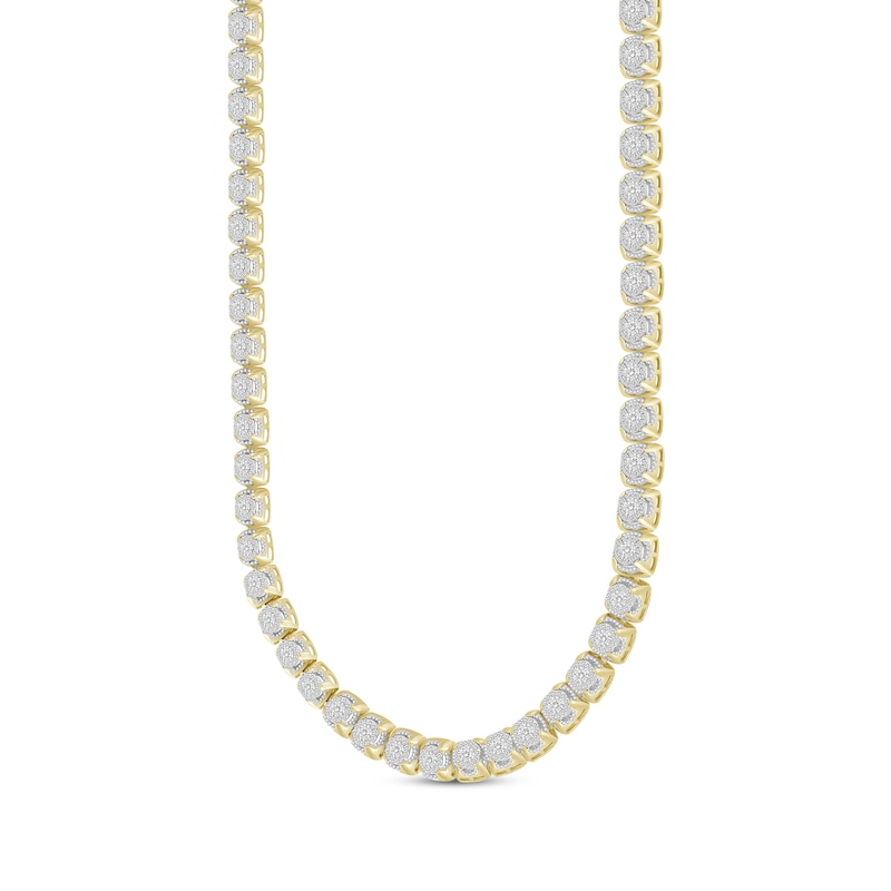 Main Image 2 of Men's Multi-Diamond Cupped Link Necklace 3-1/2 ct tw 10K Yellow Gold 20&quot;